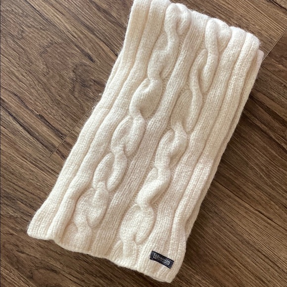 Vintage Fisherman Out of Ireland cream cable knit wool scarf. Cottagecore - Picture 1 of 5